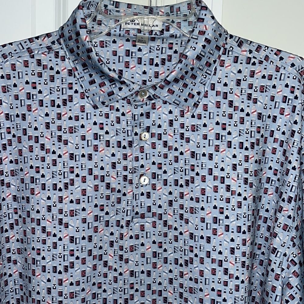 PETER MILLAR poly/Spandex blend beer Club Polo shirt Summer Comfort Fabric L